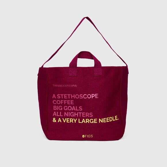 Figs A Very Large Needle Tote in Deep Cranberry - Picture 4 of 8